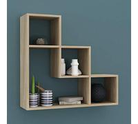 URBNLIVING Lyon - Estantería flotante de madera de 3 escalones para montaje en pared, estantería de almacenamiento de libros (roble)