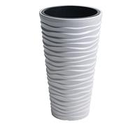 URBNLIVING Macetas grandes laterales con efecto arena para interiores y exteriores, jardín, patio, macetas (blanco, 1)