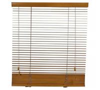 URBNLIVING Persianas venecianas de madera auténtica, listones horizontales de madera con cenefa de privacidad y control de inclinación de cordón, cordón de tracción, persianas de ventana de madera