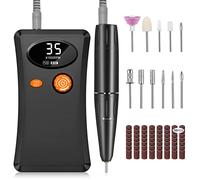 Urbuti Torno para Uñas Profesional, 35000 RPM Portátil Recargable lima de Uñas Eléctrica con 11 Puntas y Display LCD, Velocidad Ajustable, Sets de Manicura y Pedicura para Salón y Hogar (Negro)