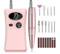 Urbuti Torno para Uñas Profesional, 35000 RPM Portátil Recargable lima de Uñas Eléctrica con 11 Puntas y Display LCD, Velocidad Ajustable, Sets de Manicura y Pedicura para Salón y Hogar (Rosa)