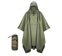 Urby Poncho de lluvia para adultos de talla grande con capucha, poncho para Lluvia, poncho táctico para adultos, para camping, senderismo, viajes, al aire libre, Verde oscuro, L/XXL