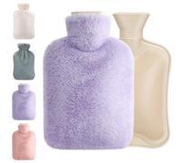 URBZUE Bolsa de Agua Caliente con Funda, Bolsa de Agua Caliente Peluche, 2L Bolsa de Agua Caliente Grande, Caucho Natural, Botella de Agua Caliente para Calor Invernal y Mejores Regalos