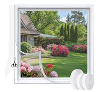 URBZUE Mosquitera para Ventana 130 * 150cm, Mosquitera Ventana ajustable con tejido, Red Anti-Insectos con Cierre de Gancho y Bucle, Protección Adhesiva contra Mosquitos, Malla Autoadhesiva