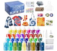 URBZUE Tie Dye Kit, 32 colores textiles Set de colorante con bandas de goma, guantes de colores no tóxicos para la actividad de artesanía, colores batik DIY proyecto para niños y adultos
