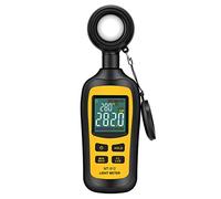 URCERI Medidor de luz Digital de Mano Medidor de Temperatura Ambiente con Rango de hasta 200.000 Lux con Pantalla LCD a Color de 4 dígitos, Negro y Amarillo