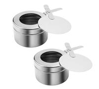 URCheers 2 recipientes para pasta de combustión con tapa, quemador de fondue portátil de acero inoxidable, sin combustible, recipiente para fondue, calentador de alimentos Chafing Dish, recipiente de