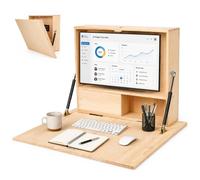 URCheers Escritorio de PC montado en la pared ocultable, atril plegable en forma de caja que se pliega hacia abajo, solución para ahorrar espacio para el hogar y la oficina, adecuado para monitor y