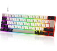 UrChoiceLtd MK21 Teclado para Juegos, 60% Teclado Mecánico Alámbrico, 61 Teclas Compacto Layout UK, Hot-Swap, Retroiluminación RGB, Anti-Ghosting, Interruptor Rojo para PC, MAC - Blanco Estrella