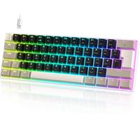 UrChoiceLtd MK21 Teclado para Juegos, 60% Teclado Mecánico Alámbrico, 61 Teclas Compacto Layout UK, Hot-Swap, Retroiluminación RGB, Anti-Ghosting, Interruptor Rojo para PC, Mac - Batido