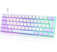UrChoiceLtd MK21 Teclado para Juegos, 60% Teclado Mecánico Alámbrico, 61 Teclas Compacto Layout UK, Hot-Swap, Retroiluminación RGB, Anti-Ghosting, Interruptor Rojo para PC, MAC, Oficina - Morado