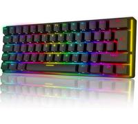 UrChoiceLtd UK61 60% Teclado mecánico para Juegos Tipo C Cableado 61 Teclas Retroiluminación LED Teclado Impermeable USB Retroiluminación RGB Teclas Anti-Fantasma para computadora/PC/Laptop/Mac