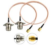 URCIANOW 2PCS SMA Macho a UHF Hembra 4-Hole Panel Chasis Mount Extensor Pigtail 50 cm RG316 Cable Coaxial Connector SO239 PL259 Coax Jumper Cable RF Antena
