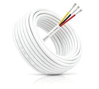 URCIANOW Cable eléctrico de 3 núcleos de calibre 22 de 15 m, 3 x 0,3 mm² (rojo/negro/amarillo), cable de extensión flexible de bajo voltaje de 5 V, 12 V, 24 V, tira LED para altavoz automotriz
