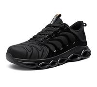 URDAR Zapatos de Seguridad para Hombre Cómodo Ligeras Punta de Acero Amortiguación Zapatillas de Seguridad Moda Respirable(Negro,41.5 EU)