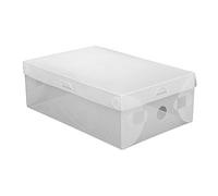 ureggvbu 20 cajas apilables para zapatos de color blanco (28 x 18 x 10 cm), de polipropileno, con ventilación y cierre de bayoneta, para zapatos de hasta la talla 39, ahorro de espacio y transparente