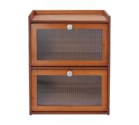 ureggvbu Panera de bambú, organizador de pan de 3 capas, armario de cocina con puerta transparente, fácil de limpiar, 40 x 28 x 50 cm, tawny, transparente