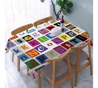 UREJD Linen Tablecloth 152x228 cm,Alfabeto para niños, Herramienta educativa de Aprendizaje ABC para niños y,Washable Outdoor Table Anti-Stain Dining Table Decorative for,Christmas,Parties,Birthdays