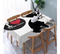 UREJD Linen Tablecloth 152x228 cm,Animal, Retrato en Primer Plano de un Boston Terrier, Sentado Junto a su a,Washable Outdoor Table Anti-Stain Dining Table Decorative for,Christmas,Parties,Birthdays