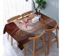 UREJD Linen Tablecloth 152x228 cm,Animal, un Gatito ángel con alas y halo, Mirando al Cielo.,Washable Outdoor Table Anti-Stain Dining Table Decorative for,Christmas,Parties,Birthdays