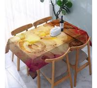 UREJD Linen Tablecloth 152x228 cm,Arte, desenfoque, violín Colorido, Clave de Sol y Notas mezcladas.,Washable Outdoor Table Anti-Stain Dining Table Decorative for,Christmas,Parties,Birthdays