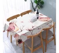 UREJD Linen Tablecloth 152x228 cm,Arte, Pintura de Acuarela Vintage, pájaros y Flores Rosas, Mariposas en ra,Washable Outdoor Table Anti-Stain Dining Table Decorative for,Christmas,Parties,Birthdays