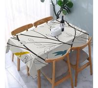 UREJD Linen Tablecloth 152x228 cm,Arte, Varios pájaros Coloridos en un Paisaje de Ramas sobre árboles en bla,Washable Outdoor Table Anti-Stain Dining Table Decorative for,Christmas,Parties,Birthdays