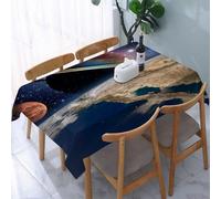 UREJD Linen Tablecloth 152x228 cm,Astrología Astronomía Tierra Espacio Sistema Solar Creación Saturno Planet,Washable Outdoor Table Anti-Stain Dining Table Decorative for,Christmas,Parties,Birthdays
