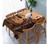 UREJD Linen Tablecloth 152x228 cm,Botas Estilo Guitarra Vaquera Estilo Country Americano. Dormitorio de saló,Washable Outdoor Table Anti-Stain Dining Table Decorative for,Christmas,Parties,Birthdays