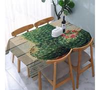 UREJD Linen Tablecloth 152x228 cm,Cactus floreciente sobre Fondo de Lienzo con Textura Retro.,Washable Outdoor Table Anti-Stain Dining Table Decorative for,Christmas,Parties,Birthdays