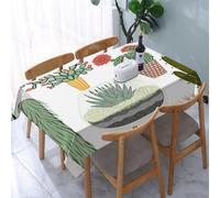 UREJD Linen Tablecloth 152x228 cm,Cactus, patrón de diseño repetido sin Costuras de Diferentes Cactus y sucu,Washable Outdoor Table Anti-Stain Dining Table Decorative for,Christmas,Parties,Birthdays