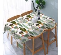 UREJD Linen Tablecloth 152x228 cm,Cactus, patrón de diseño repetido sin Costuras de Diferentes Cactus y sucu,Washable Outdoor Table Anti-Stain Dining Table Decorative for,Christmas,Parties,Birthdays
