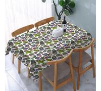 UREJD Linen Tablecloth 152x228 cm,Cactus, patrón sin Costuras de Varios Cactus en macetas en Colores Brillan,Washable Outdoor Table Anti-Stain Dining Table Decorative for,Christmas,Parties,Birthdays