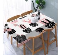UREJD Linen Tablecloth 152x228 cm,Cactus, una Serie de diseños de Cactus y suculentas en Negro y Rosa.,Washable Outdoor Table Anti-Stain Dining Table Decorative for,Christmas,Parties,Birthdays