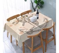 UREJD Linen Tablecloth 152x228 cm,Decoración de Ancla, ilustración de Ancla y Cuerda sobre un Fondo teñido d,Washable Outdoor Table Anti-Stain Dining Table Decorative for,Christmas,Parties,Birthdays