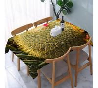 UREJD Linen Tablecloth 152x228 cm,Decoración de Cactus, Cactus Dorados en Flor, rodeados de un Colorido crec,Washable Outdoor Table Anti-Stain Dining Table Decorative for,Christmas,Parties,Birthdays