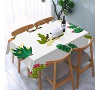 UREJD Linen Tablecloth 152x228 cm,Decoración de Cactus, diseño Divertido de una Serie de Cactus y suculentas,Washable Outdoor Table Anti-Stain Dining Table Decorative for,Christmas,Parties,Birthdays