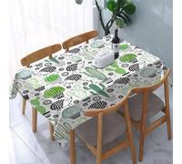 UREJD Linen Tablecloth 152x228 cm,Decoración de Cactus, patrón repetido sin Costuras de Erizo y Cactus en es,Washable Outdoor Table Anti-Stain Dining Table Decorative for,Christmas,Parties,Birthdays