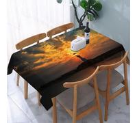 UREJD Linen Tablecloth 152x228 cm,Decoración de Faro, Faro con Haz de luz al Atardecer en Khao Lak Romantici,Washable Outdoor Table Anti-Stain Dining Table Decorative for,Christmas,Parties,Birthdays