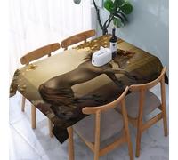 UREJD Linen Tablecloth 152x228 cm,Decoración mística, Caballo en el jardín de Rosas Mariposas Fantasía Luz d,Washable Outdoor Table Anti-Stain Dining Table Decorative for,Christmas,Parties,Birthdays