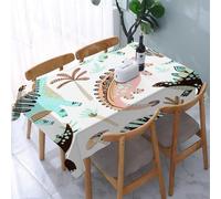 UREJD Linen Tablecloth 152x228 cm,Dibujos Animados, Varios diseños de repetición de Dinosaurios Coloridos pi,Washable Outdoor Table Anti-Stain Dining Table Decorative for,Christmas,Parties,Birthdays