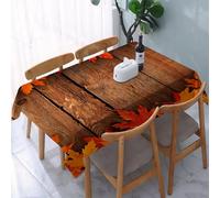 UREJD Linen Tablecloth 152x228 cm,Otoño, Hojas secas derramadas sobre el Tablero de una cabaña rústica de ma,Washable Outdoor Table Anti-Stain Dining Table Decorative for,Christmas,Parties,Birthdays