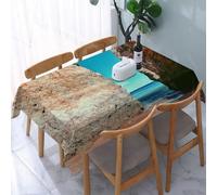 UREJD Linen Tablecloth 152x228 cm,Playa con Paisaje del Algarve en Lagos, Portugal, con una Gran gruta,Washable Outdoor Table Anti-Stain Dining Table Decorative for,Christmas,Parties,Birthdays