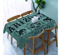 UREJD Linen Tablecloth 152x228 cm,Rancho Mustang de Arizona, espectáculo de Rodeo y Obra de Arte Vectorial,Washable Outdoor Table Anti-Stain Dining Table Decorative for,Christmas,Parties,Birthdays