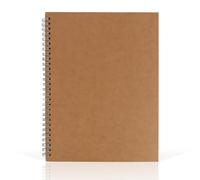 Ureminisce Cuaderno con tapa marrón de 25,4 x 19 cm, 50 páginas, con tablero de dibujo y espiral, adecuado para estudiantes y oficinas