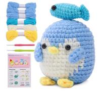 URFEDA - Kit de ganchillo para principiantes, muñeca de pingüino de tejer peluches, animales DIY kit de ganchillo con accesorios de punto y vídeo de instrucciones paso a paso para niños y adultos