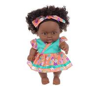 URFEDA Muñeca negra africana con tiras y ropa de 20 cm bebé muñeca de pelo rizado muñeca lavable con cuerpo suave muñecas interactivas juguetes para niños regalo de cumpleaños tipo 1