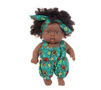 URFEDA Muñeca negra africana con tiras y ropa de 20 cm bebé muñeca de pelo rizado muñeca lavable con cuerpo suave muñecas interactivas juguetes para niños regalo de cumpleaños tipo 4