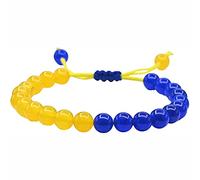 URFEDA Pulsera de la bandera de Ucrania, azul y amarillo, ágata ucrania, pulseras de abalorios ajustables, pulseras de cristal romano para mujeres, hombres, niños, día de San Valentín, cumpleaños