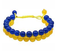 URFEDA Pulsera de la bandera de Ucrania, azul y amarillo, ágata ucrania, pulseras de abalorios ajustables, pulseras de cristal romano para mujeres, hombres, niños, día de San Valentín, cumpleaños
